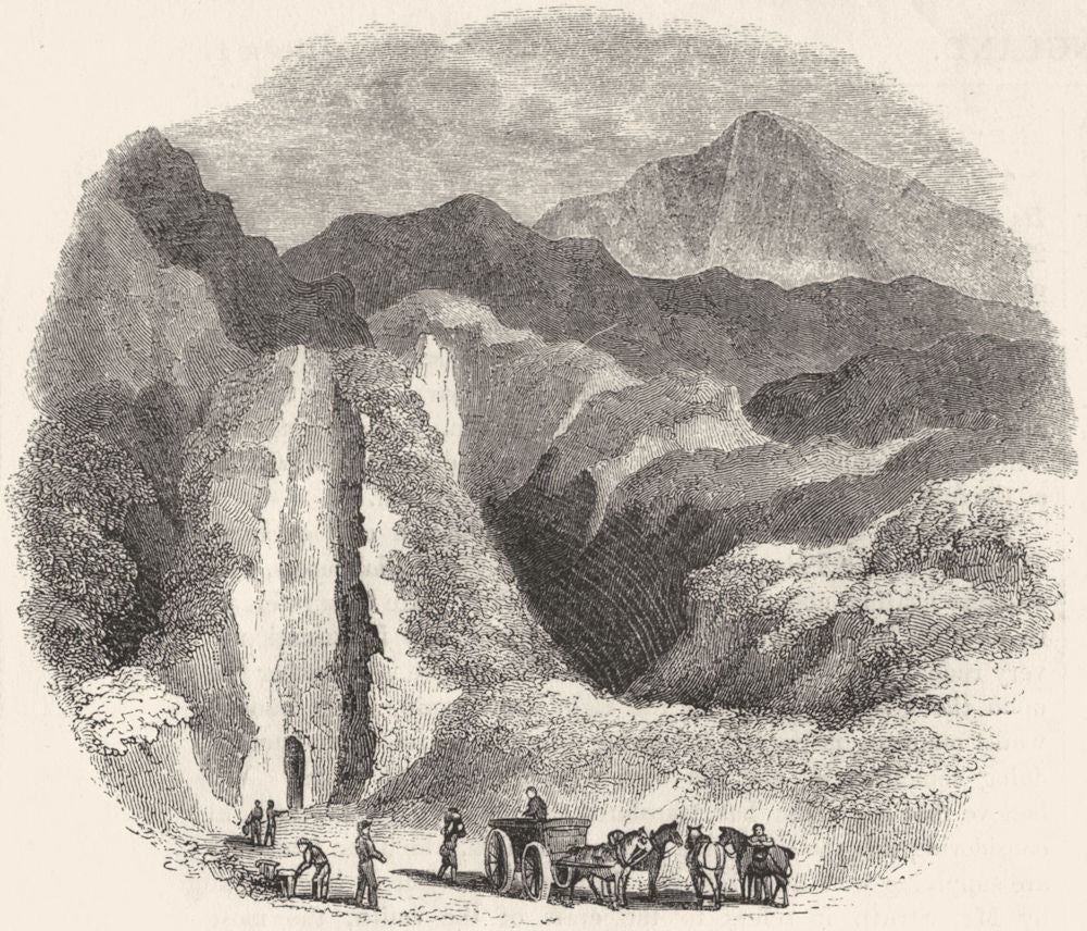 DERBYS. Entry of mine Odin, lead-in Derbyshire 1845 old antique print picture